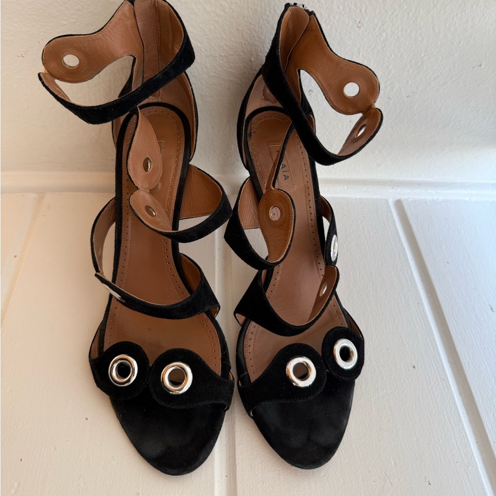 Alaia Black Stiletto Heels with Strappy Design size 41